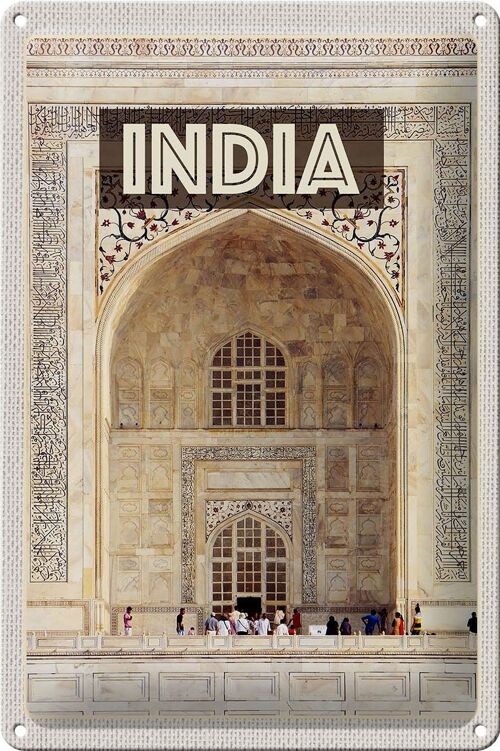 Blechschild Reise 20x30cm Indien Moschee Eingang Islam Menschen