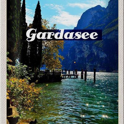 Cartel de chapa Travel 20x30cm Lago Garda Italia Naturaleza Sol