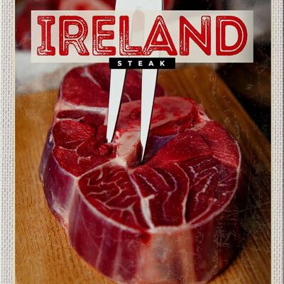 Blechschild Reise 20x30cm Irland Essen rotes Steak Fleisch