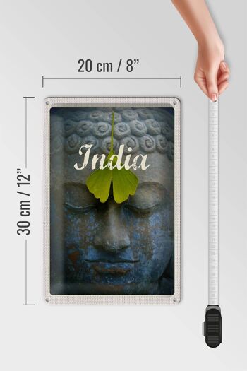 Signe de voyage en étain, 20x30cm, tête indienne, peinture de feuille de dieu hindou 4
