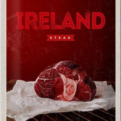 Plaque en tôle voyage 20x30cm Irlande meilleur steak rouge au four