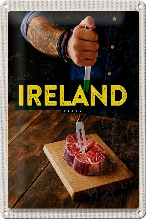 Blechschild Reise 20x30cm Irland irländisches Hereford Steak