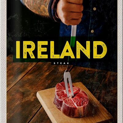 Targa in metallo da viaggio 20x30 cm Irlanda Irish Hereford Steak