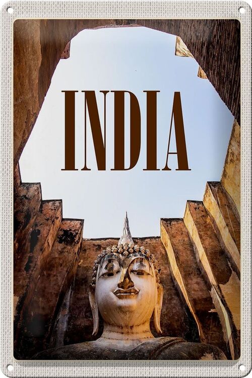 Blechschild Reise 20x30cm Indien Sehenswürdigkeiten Skulptur