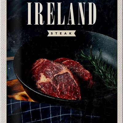 Plaque en tôle voyage 20x30cm Irlande steak poivre frit