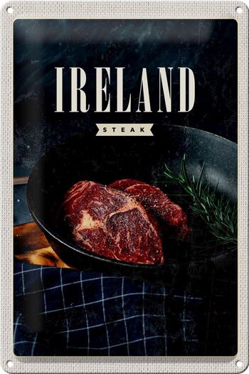Plaque en tôle voyage 20x30cm Irlande steak poivre frit 1