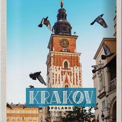 Targa in metallo da viaggio 20x30 cm Cracovia Polonia Gigante Europa Pittura