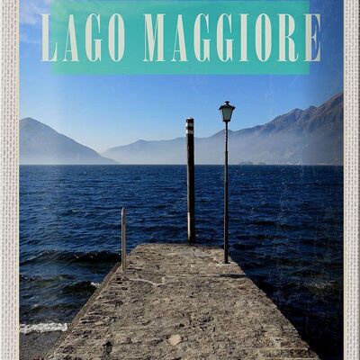 Blechschild Reise 20x30cm Lago Maggiore Insel Meer Gebirge