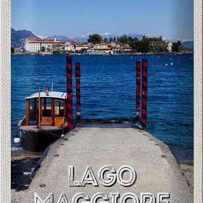 Cartel de chapa Travel 20x30cm Lago Maggiore Isla de lujo Mar