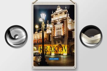 Panneau en étain voyage 20x30cm, ville de Cracovie en Pologne, lanterne de nuit 2