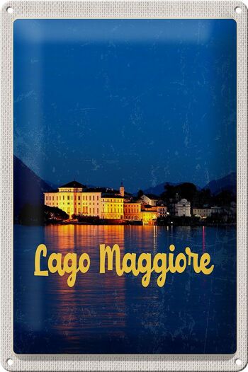 Plaque en tôle voyage 20x30cm Île du Lago Maggiore près de la mer 1