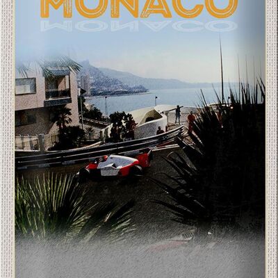 Cartel de chapa de viaje, 20x30cm, Mónaco, Francia, coche de carreras, playa