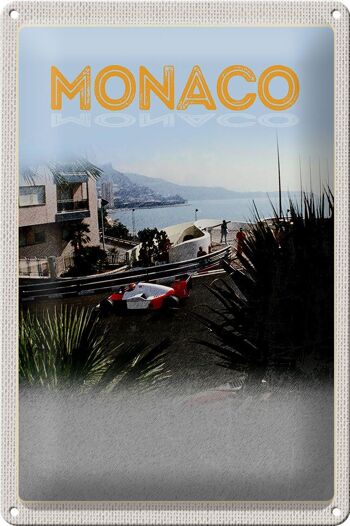 Panneau en étain voyage 20x30cm, Monaco, France, course automobile, plage 1