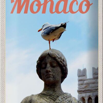 Blechschild Reise 20x30 Monaco Frankreich Europa Skulptur Vogel