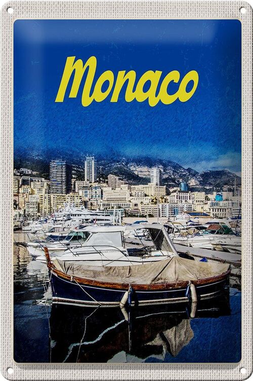 Blechschild Reise 20x30cm Monaco Frankreich Yacht Strand Meer