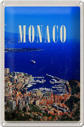 Panneau en étain voyage 20x30cm, Monaco, France, voyage en Europe 1