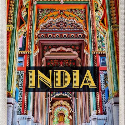 Cartel de chapa viaje 20x30cm India pintura colorida entrada dibujo