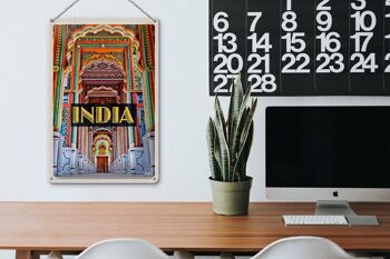 Panneau en étain voyage 20x30cm, peinture indienne, dessin d'entrée coloré 3