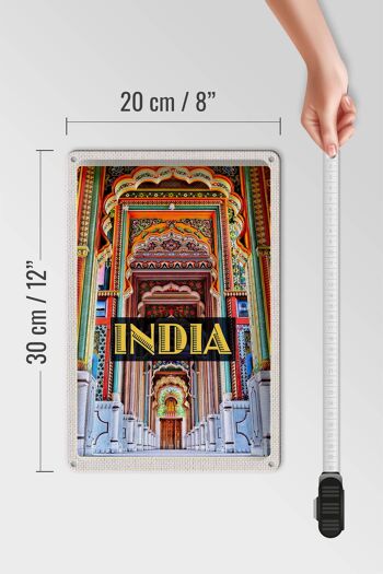 Panneau en étain voyage 20x30cm, peinture indienne, dessin d'entrée coloré 4