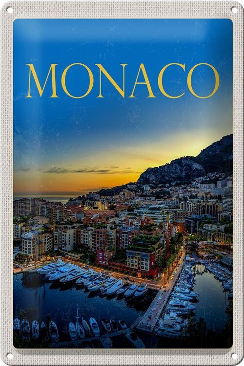 Blechschild Reise 20x30cm Monaco Frankreich Yacht Luxus
