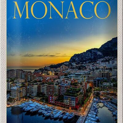 Cartel de chapa de viaje, 20x30cm, Mónaco, Francia, yate de lujo