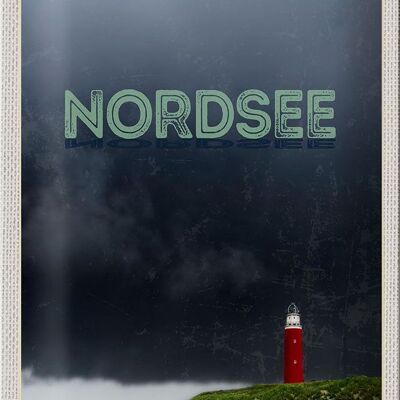 Metal sign travel 20x30cm North Sea lighthouse thunderstorm