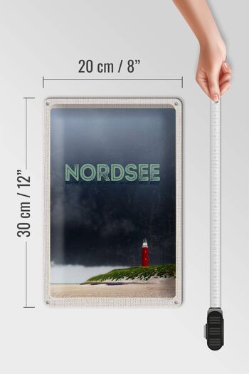Panneau en tôle voyage 20x30cm, phare de la mer du Nord, orage 4
