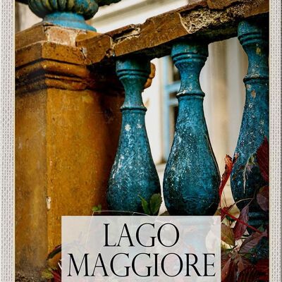 Cartel de chapa de viaje, 20x30cm, lago Maggiore, balcón, pintura, piedra