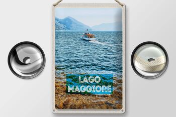 Signe en étain voyage 20x30cm, lac majeur, italie, île, bateau, mer 2