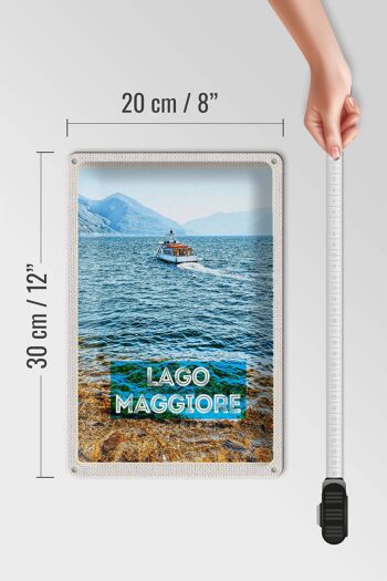 Signe en étain voyage 20x30cm, lac majeur, italie, île, bateau, mer 4