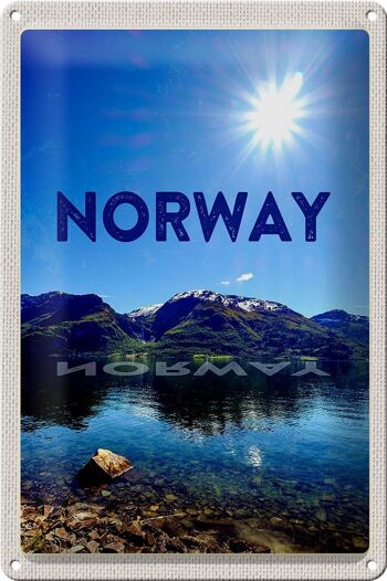 Signe en étain voyage 20x30cm, norvège, mer, plage, Europe, montagnes 1