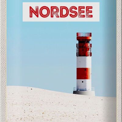 Cartel de chapa de viaje, 20x30cm, Mar del Norte, Alemania, faro marino