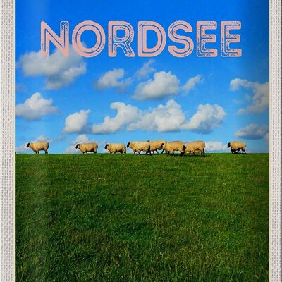 Blechschild Reise 20x30cm Nordsee Wolken Wiese Schafe Natur