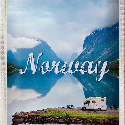 Cartel de chapa de viaje, 20x30cm, Noruega, Camping, mar, viajes, naturaleza