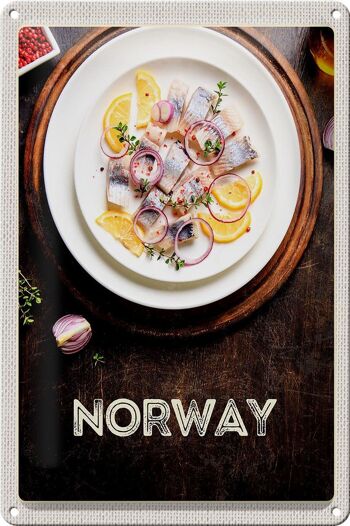 Plaque de voyage en étain 20x30cm, plats de poisson norvégiens, citron et oignon 1