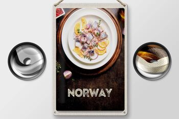 Plaque de voyage en étain 20x30cm, plats de poisson norvégiens, citron et oignon 2