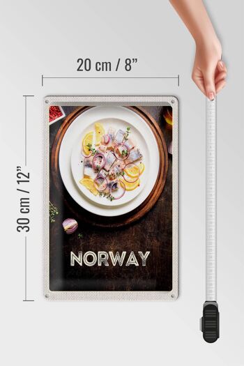 Plaque de voyage en étain 20x30cm, plats de poisson norvégiens, citron et oignon 4