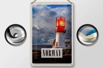 Panneau de voyage en étain, 20x30cm, phare de norvège, orage, mer 2