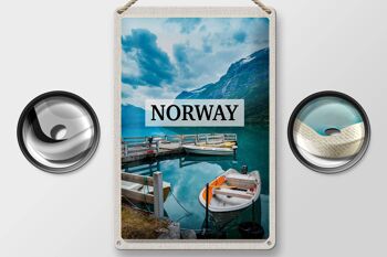 Signe en étain voyage 20x30cm, voyage de vacances sur l'île en bateau de la norvège 2