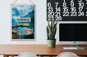 Signe en étain voyage 20x30cm, voyage de vacances sur l'île en bateau de la norvège 3