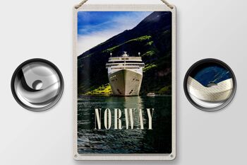 Panneau en étain voyage 20x30cm, Norvège, Yacht, montagnes, mer, Nature 2