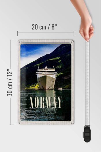 Panneau en étain voyage 20x30cm, Norvège, Yacht, montagnes, mer, Nature 4