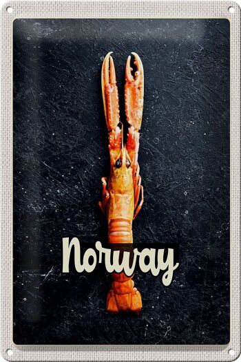 Panneau en étain voyage 20x30cm, plats de poisson norvégiens, vacances au crabe 1