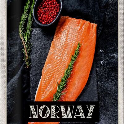 Cartel de chapa viaje 20x30cm Noruega delicadeza salmón tomillo
