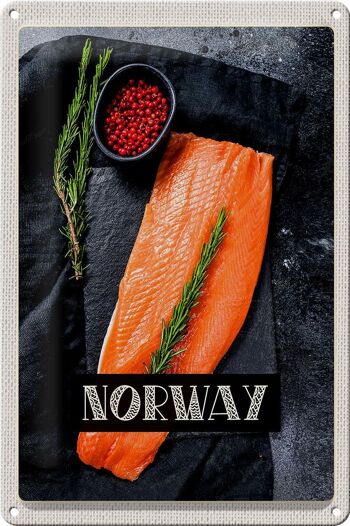 Plaque en tôle voyage 20x30cm Norvège délicatesse saumon thym 1