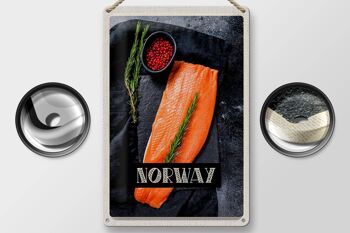Plaque en tôle voyage 20x30cm Norvège délicatesse saumon thym 2