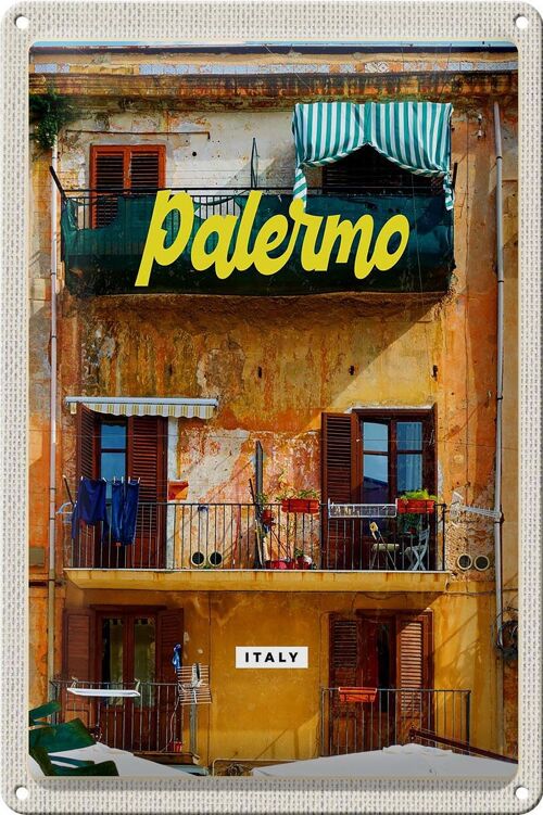 Blechschild Reise 20x30cm Palermo Italien Gebäude Urlaubsort