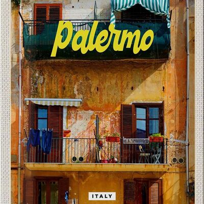 Cartel de chapa viaje 20x30cm Palermo Italia edificio lugar de vacaciones
