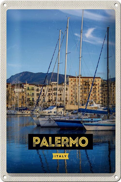 Blechschild Reise 20x30cm Palermo Italien Meer Boote