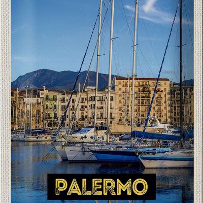 Cartel de chapa de viaje 20x30cm Palermo Italia Barcos de mar